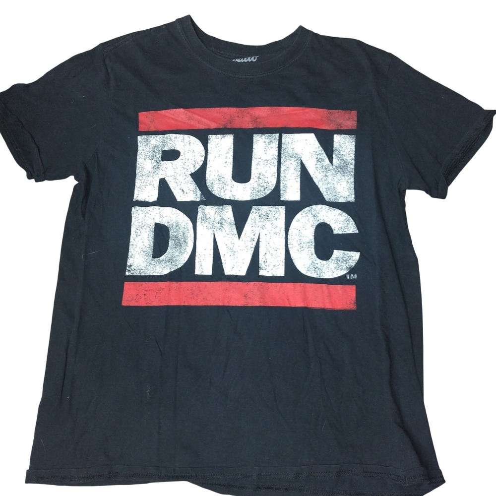Bravado Run DMC Graphic T-Shirt Mens Medium Black HipHop Rap Tee Distressed Logo